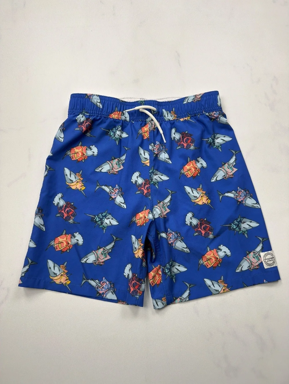 abercrombie kids Swim Shorts Blue Print Elastic Waist - Boys 13/14
